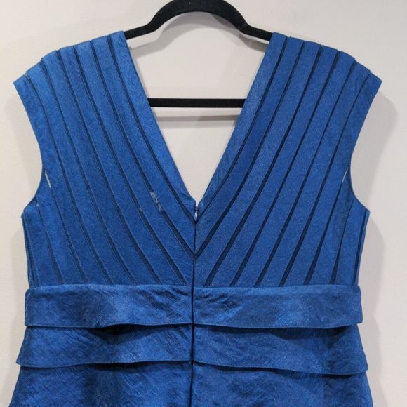 Adrianna Papell Shimmer Layered Tiered Sheath Cocktail Dress Size 14 Blue - Picture 9 of 12